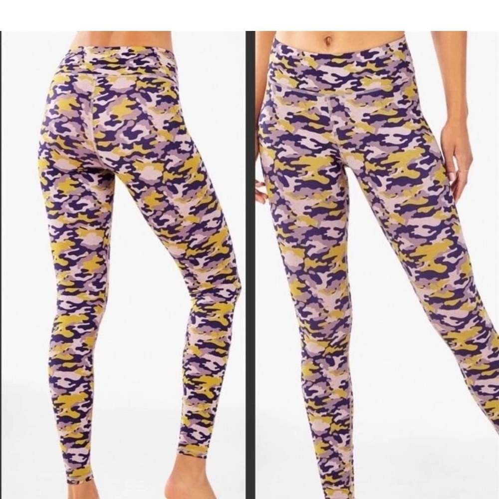 Fabletics Camo Leggings - Purple and Yellow